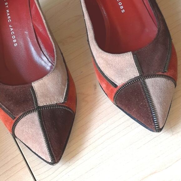 MARC BY MARK JACOBS Patchwork Pumps Size 7 SUEDE Heels Office Workwear Vintage - Picture 8 of 13